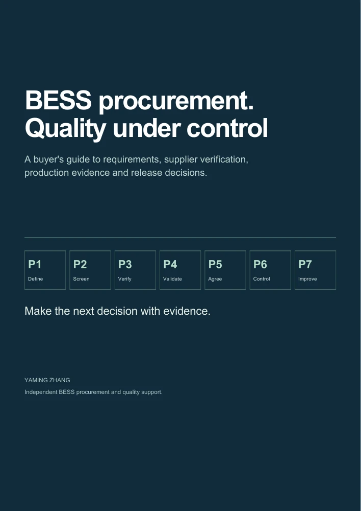 Cover of Yaming Zhang’s BESS procurement and quality control white paper